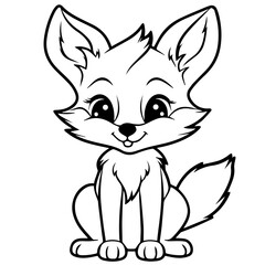 fox kit coloring page illustration