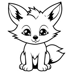 fox kit coloring page illustration