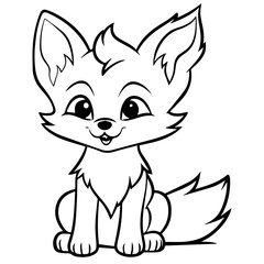 fox kit coloring page illustration