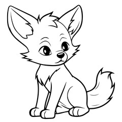 fox kit coloring page illustration