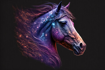 Galactic Equine Beauty: A Celestial Horse in Abstract Brilliance created with Generative AI technology