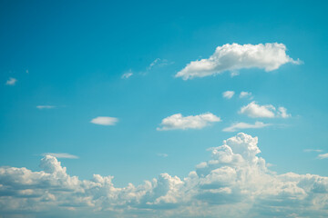 Beautiful cumulus clouds in the blue sky. natural background