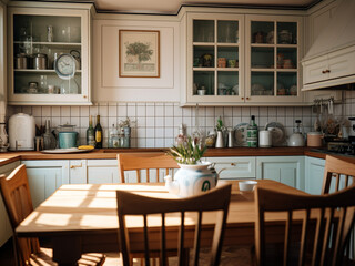 Classic kitchen featuring stylish decor. AI Generated.