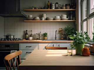 Chic kitchen showcasing elegance. AI Generated.