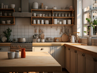Stylish kitchen with a touch of luxury. AI Generated.