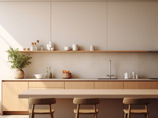 Fototapeta na wymiar Minimalistic kitchen featuring stylish decor. AI Generated.