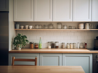Minimalistic kitchen interior embracing simplicity. AI Generated.