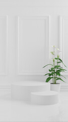white flower in a white room elegant stand mockup product white wall 2 stand 