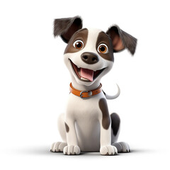 Fototapeta premium 3d dog with a bone cartoon on white