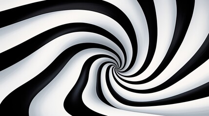 Pattern with optical illusion. Black and white design. Abstract striped background. Rotation and swirling movement. 3d motion illustration for cover, card, postcard, interior design, decor or print.