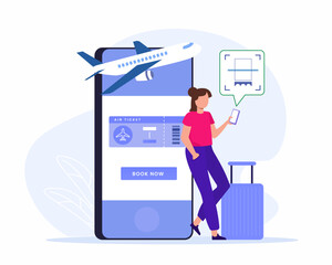 Travel app online flight ticket book reservation by phone Book a ticket concept