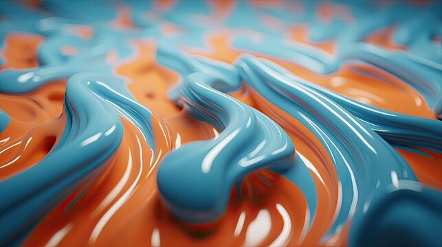 Melted plastic texture with dynamic effect. Liquid glossy background. Abstract fluid art. Illustration for banner, poster, cover, brochure or presentation.