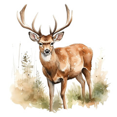 deer clipart in watercolor painting design isolated against transparent background