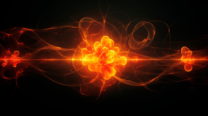 Fiery particles. The beginning of the explosion. Abstract background with flame particles on a black background. High quality illustration