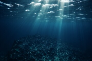 underwater scene with rays of light and sun