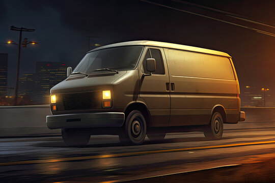 Dynamic Stock Image: Cargo Van in Action - Ideal for Transportation and Logistics Advertisements