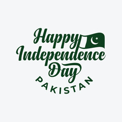 Happy Independence Day of Pakistan Vector illustration. Pakistan national flag isolated on white background. Independ typography and lettering banner, poster, greeting template design.