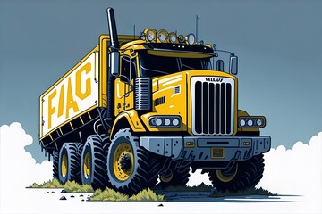Truck tractor cargo car. AI generated illustration