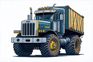 Obraz na płótnie Canvas Truck tractor cargo car. AI generated illustration