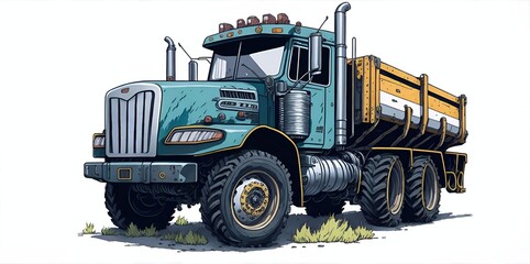 Obraz na płótnie Canvas Truck tractor cargo car. AI generated illustration