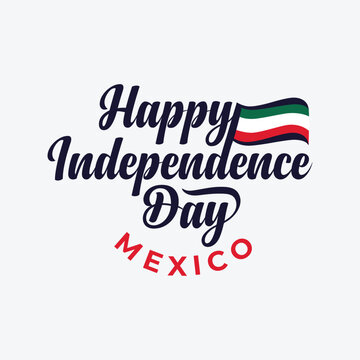 Happy Independence Day of Mexico Vector illustration. Mexico national flag isolated on white background. Independence typography and lettering banner, poster, greeting template design.