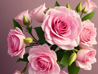A bouquet of gorgeous pink roses, generative ai. Flowers as a gift