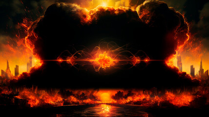 Fototapeta na wymiar Fiery particles. The beginning of the explosion. Abstract background with flame particles on a black background. High quality illustration