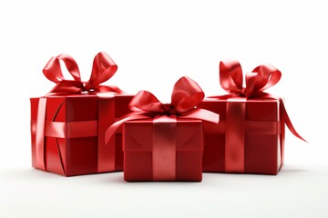 Obraz premium red gift box with ribbon