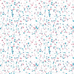 Seamless pattern watercolor paint splashes pink and blue. The paint dots look like an explosion of confetti.