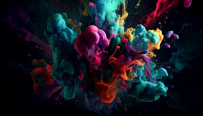 Fototapeta na wymiar Colorful Explosion of Creativity: Creamy Paint Unleashed created with Generative AI technology