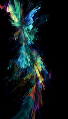 Fototapeta na wymiar Witness the magical dance of colors as creamy paint splatters and swirls, creating a mesmerizing explosion of creativity created with Generative AI technology.