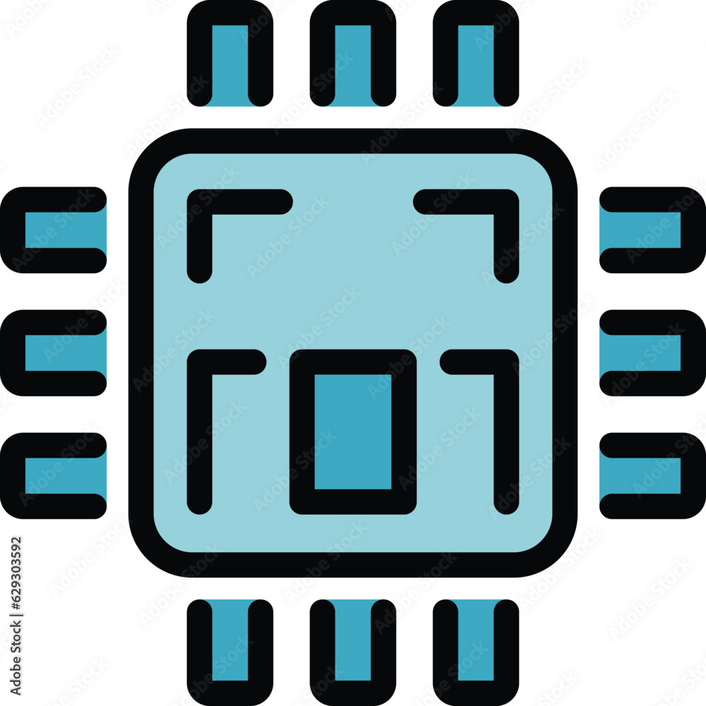 Poster processor overview icon outline vector. data result. report function color flat
