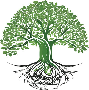 Ecology tree logo multicolor vector illustration isolated on white background