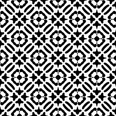 Black and white geometric seamless pattern with abstact shapes. Repeat pattern for fashion, textile design,  on wall paper, wrapping paper, fabrics and home decor.