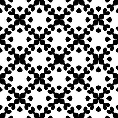 Black and white geometric seamless pattern with abstact shapes. Repeat pattern for fashion, textile design,  on wall paper, wrapping paper, fabrics and home decor.