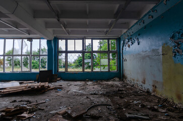 inside a destroyed school in Ukraine