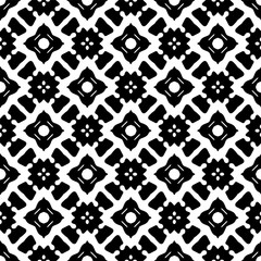 Black and white geometric seamless pattern with abstact shapes. Repeat pattern for fashion, textile design,  on wall paper, wrapping paper, fabrics and home decor.