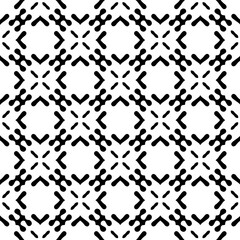 Black and white geometric seamless pattern with abstact shapes. Repeat pattern for fashion, textile design,  on wall paper, wrapping paper, fabrics and home decor.