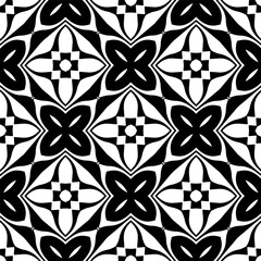 Black and white geometric seamless pattern with abstact shapes. Repeat pattern for fashion, textile design,  on wall paper, wrapping paper, fabrics and home decor.