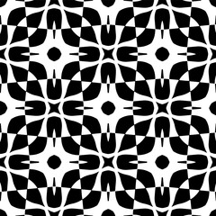 Black and white geometric seamless pattern with abstact shapes. Repeat pattern for fashion, textile design,  on wall paper, wrapping paper, fabrics and home decor.