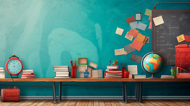 School background. Back to school. The theme of autumn and the beginning of the school year. High quality illustration