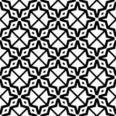 Black and white geometric seamless pattern with abstact shapes. Repeat pattern for fashion, textile design,  on wall paper, wrapping paper, fabrics and home decor.