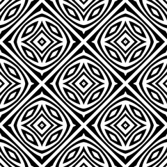 Black and white geometric seamless pattern with abstact shapes. Repeat pattern for fashion, textile design,  on wall paper, wrapping paper, fabrics and home decor.