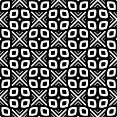Black and white geometric seamless pattern with abstact shapes. Repeat pattern for fashion, textile design,  on wall paper, wrapping paper, fabrics and home decor.