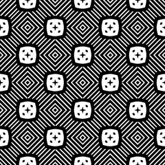 Black and white geometric seamless pattern with abstact shapes. Repeat pattern for fashion, textile design,  on wall paper, wrapping paper, fabrics and home decor.