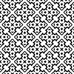 Black and white geometric seamless pattern with abstact shapes. Repeat pattern for fashion, textile design,  on wall paper, wrapping paper, fabrics and home decor.