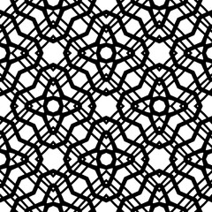 Naklejka premium Black and white geometric seamless pattern with abstact shapes. Repeat pattern for fashion, textile design, on wall paper, wrapping paper, fabrics and home decor.