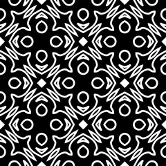 Black and white geometric seamless pattern with abstact shapes. Repeat pattern for fashion, textile design,  on wall paper, wrapping paper, fabrics and home decor.