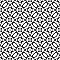 Black and white geometric seamless pattern with abstact shapes. Repeat pattern for fashion, textile design,  on wall paper, wrapping paper, fabrics and home decor.