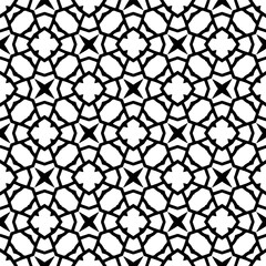 Fototapeta premium Black and white geometric seamless pattern with abstact shapes. Repeat pattern for fashion, textile design, on wall paper, wrapping paper, fabrics and home decor.